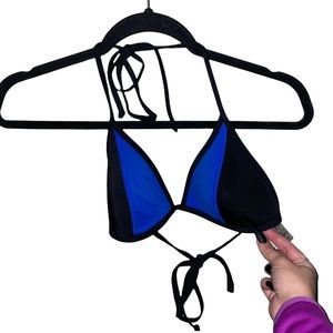 PINK Victorias Secret Large Blue and Black Swim Triangle Top